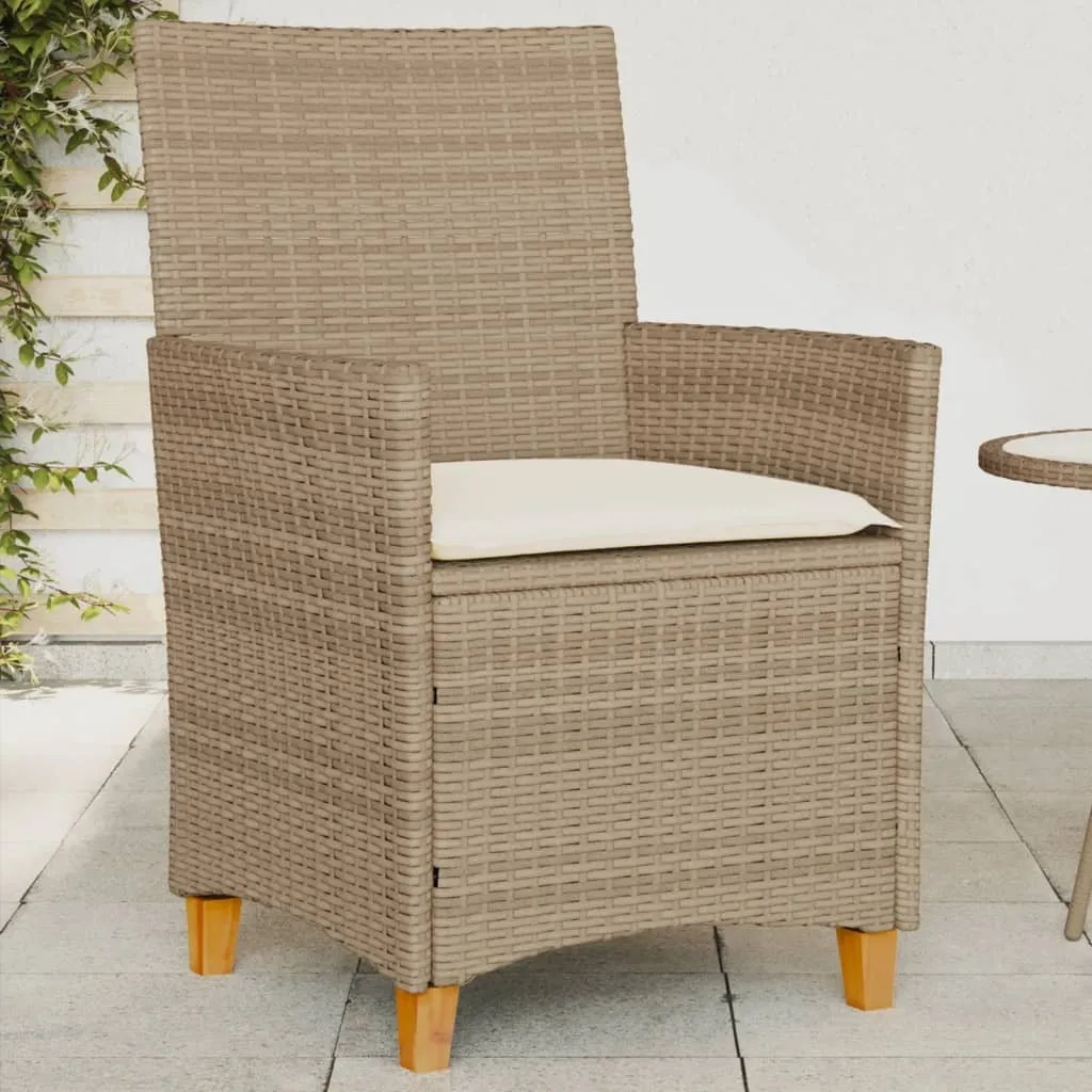 Chaises jardin poly rotin beige avec coussins confortables - Set 2 - 2