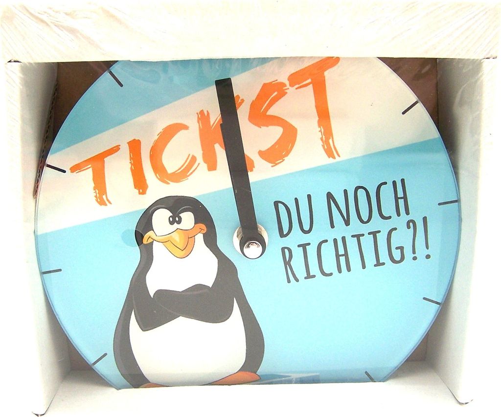 Gilde Glas Uhr 'TICKST DU NOCH RICHTIG?!' Produktbild 