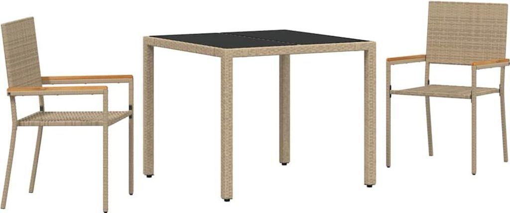 vidaXL Garten Essgruppe 3 pcs Beige Poly-Rattan