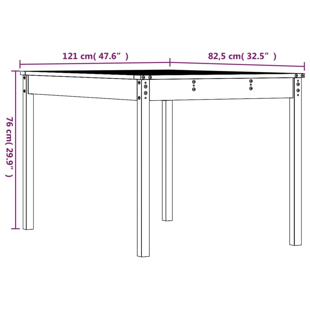 Tavolo da Giardino vidaXL 121x82,5x76 cm in Legno di Pino Massiccio - 9