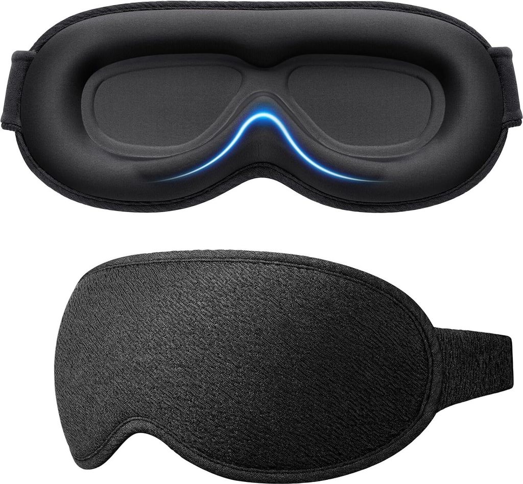 Sleeping Mask for Men and Women, Breathable 3D Sleeping Mask for Side Sleepers, 100% Light Blocking, Comfortable & Ergonomic Design with Memory Foa...