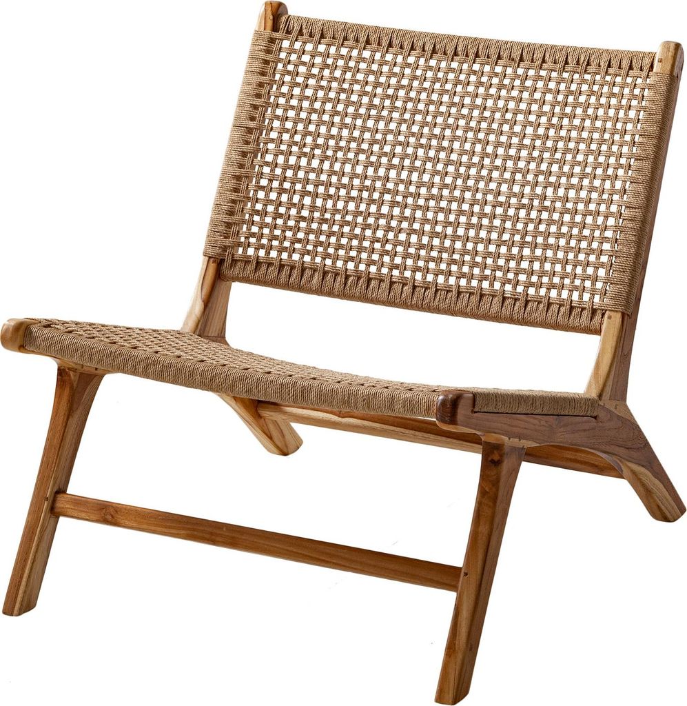 home24 Loungesessel - Papiergeflecht / Teakholz Massiv - Produktbild 