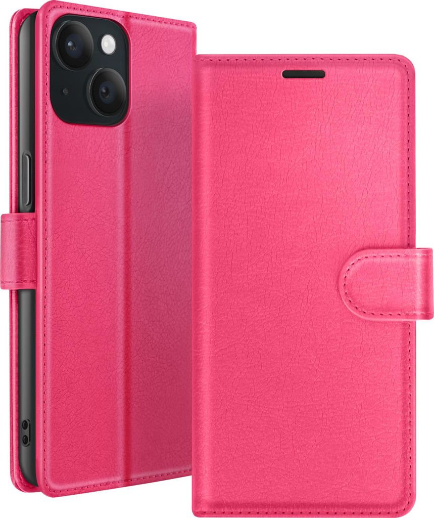 Zanaé, Klappetui iPhone 15 mit Magnetklappe & Kartenfächern, Fuchsia