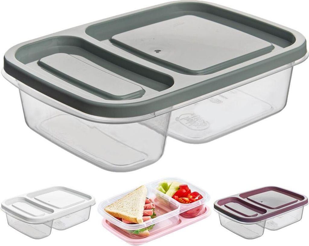 Orion Lebensmittelbehälter | Lunchbox | Brotdose rechteckig mit 2 Fächern 0,75l