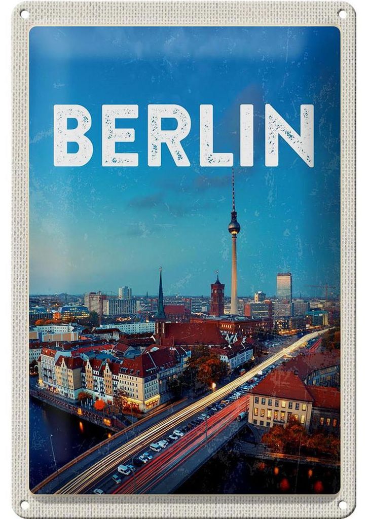 Blechschild Reise 20x30cm Berlin Deutschland Fernseherturm