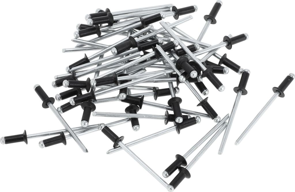 Offene Enden Großkopf Blindnieten 3mm Griffdurchmesser 6mm Grifflänge 6mm Flanschdurchmesser Aluminiumlegierung Eisen Silberton Schwarz 50 Stück