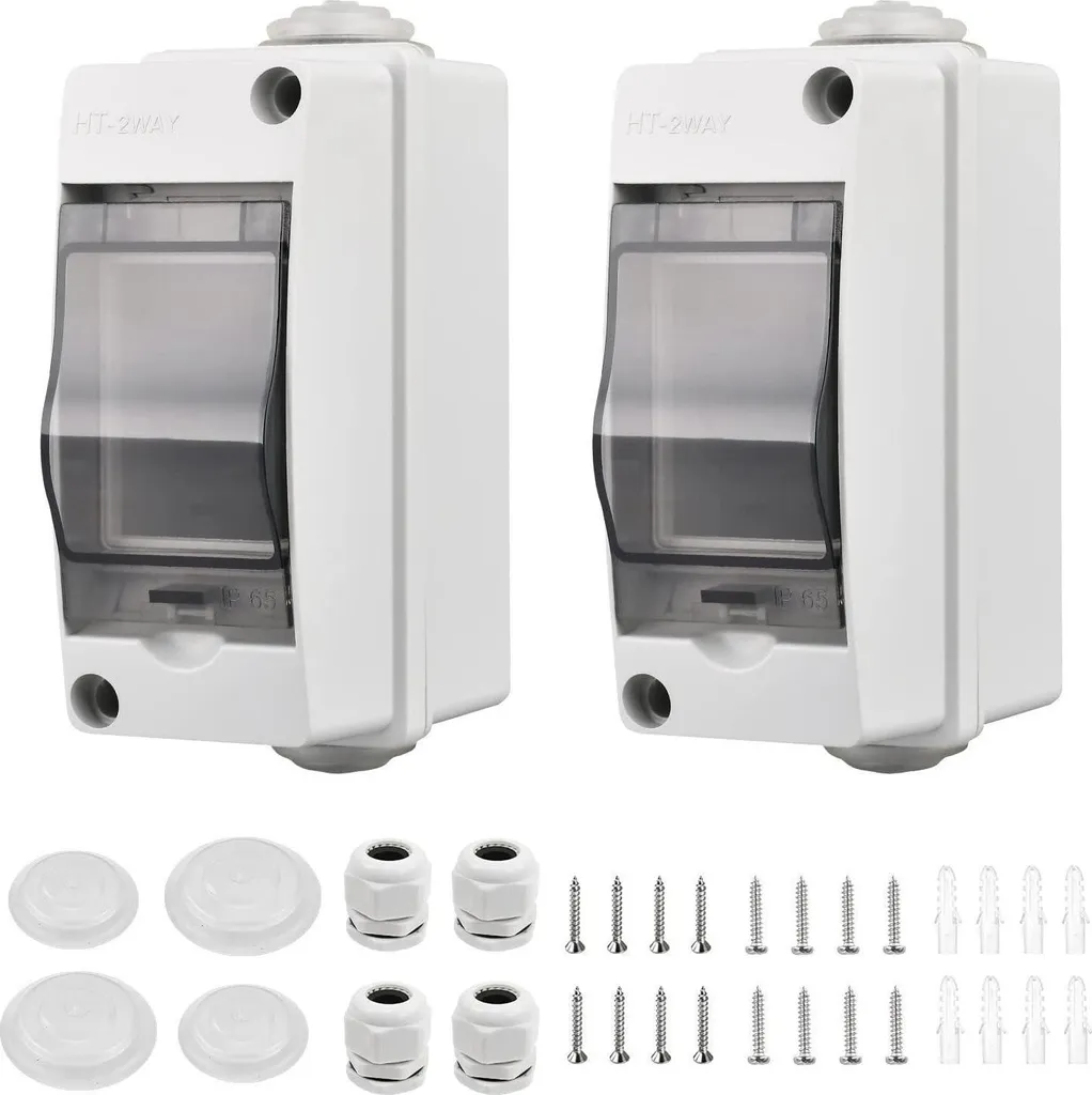 Lot de 2 boîtiers à fusibles apparents IP65 avec 1 rangée et 2 modules