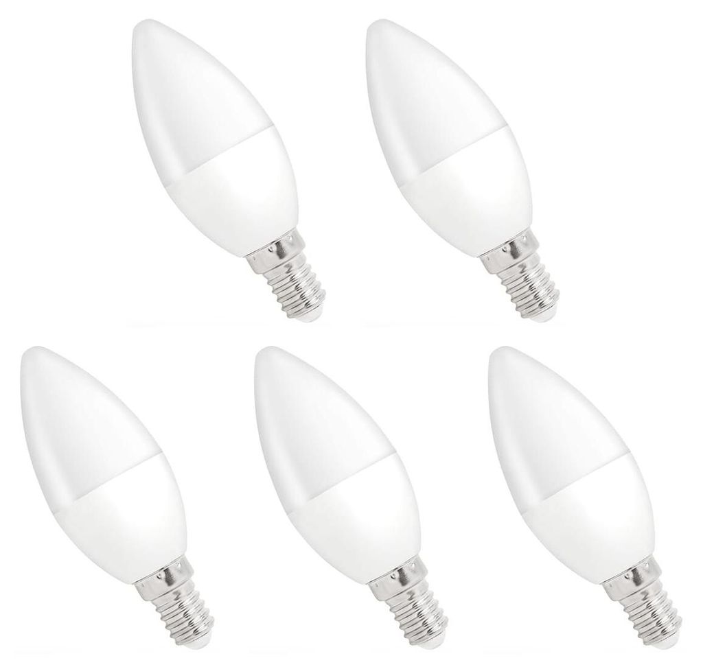 Spectrum LED-Kerzenbirne E14 4W - 230V - 340 Lumen - 6000K Kaltweiß - Helles Tageslicht - Energieeffizient - 5 Stück