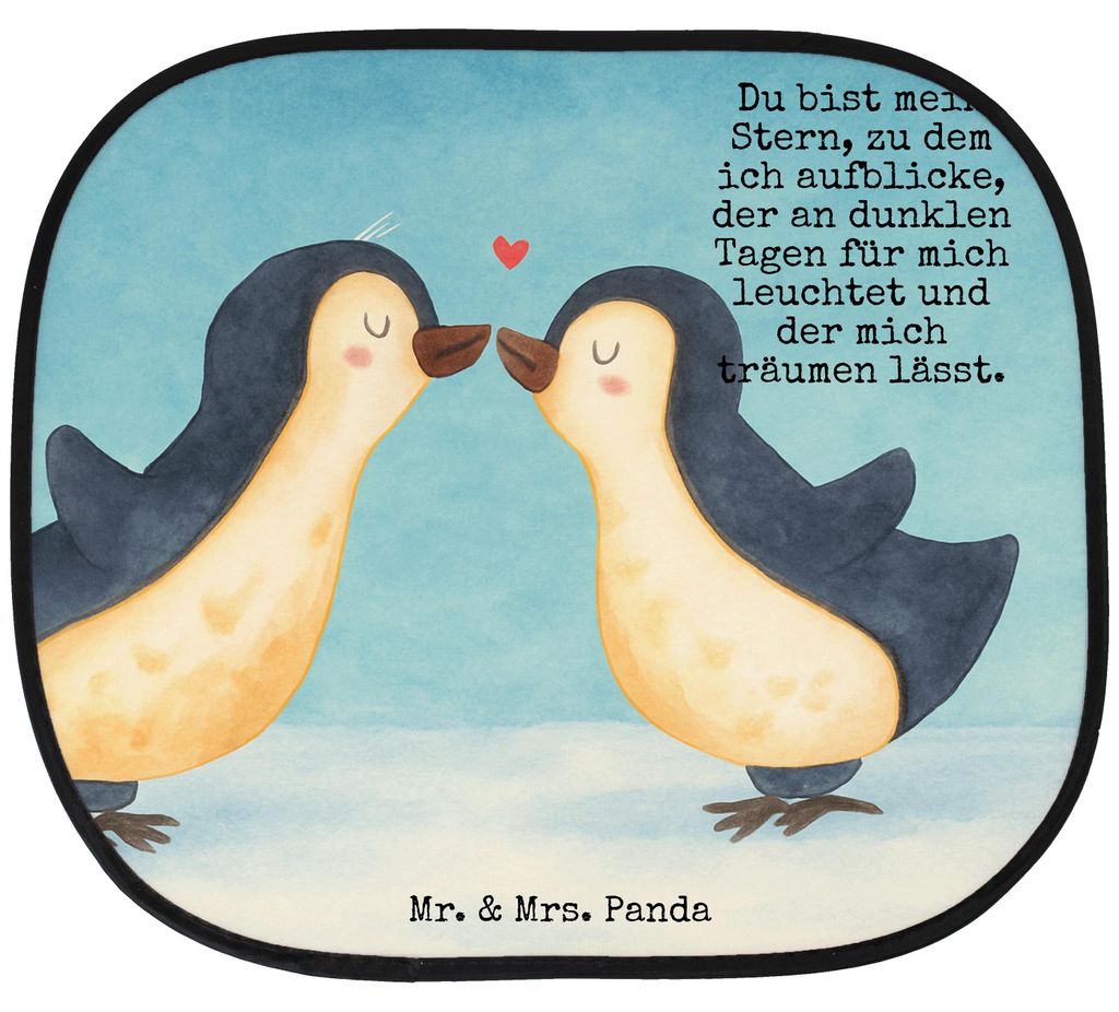 Mr. & Mrs. Panda Auto Sonnenblende Pinguin Liebe Design - Weiß - Geschenk, Vertraut, blendschutz, sonnenschutz saugnapf, Hochzeitstag, Verliebt, H...