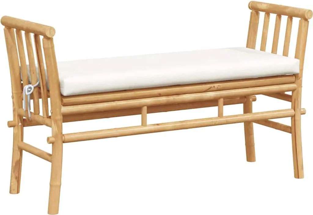 vidaXL Banc de jardin en bambou avec coussins marron 110x38x65cm