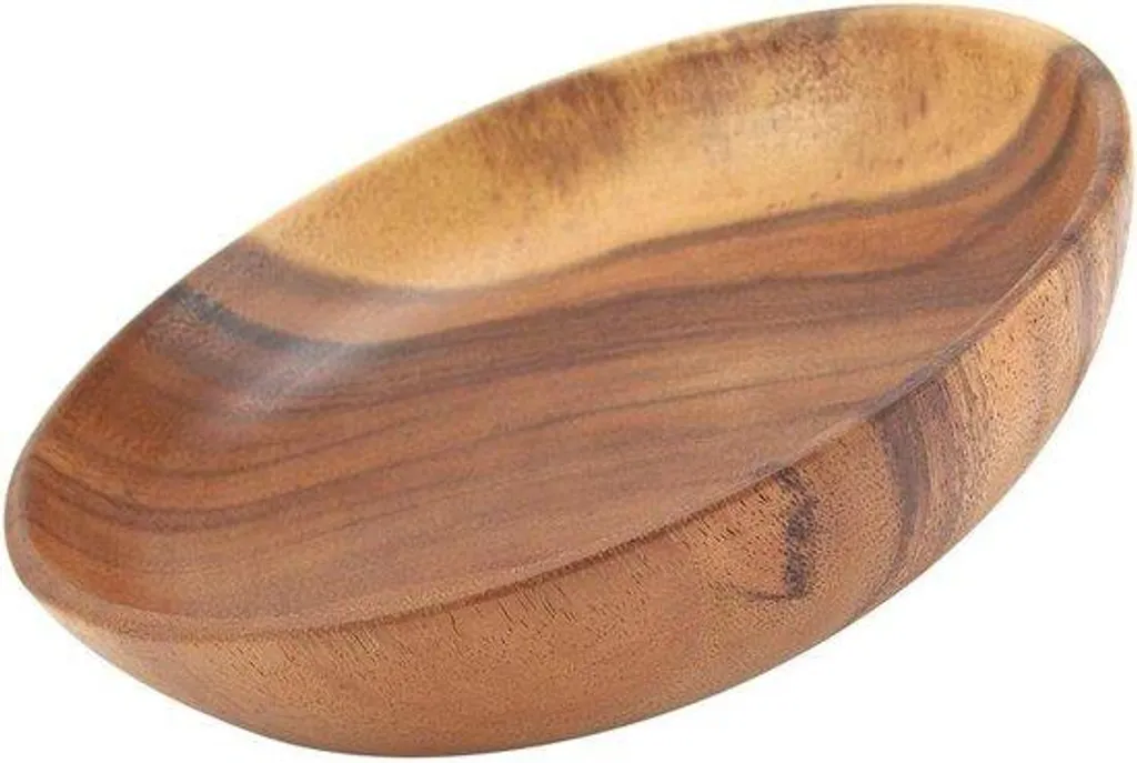 Grand saladier ovale en bois massif de 45 cm pour service de table