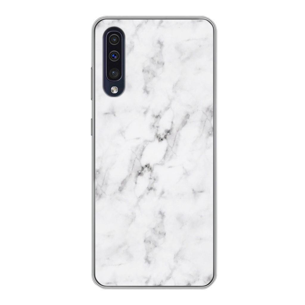 MuchoWow Handyhülle Schutzhülle Hülle für Samsung Galaxy A30s Marmor - Luxus - Weiß - Grau - Marmoroptik Silikon Softcase Handy Hülle - Kar...