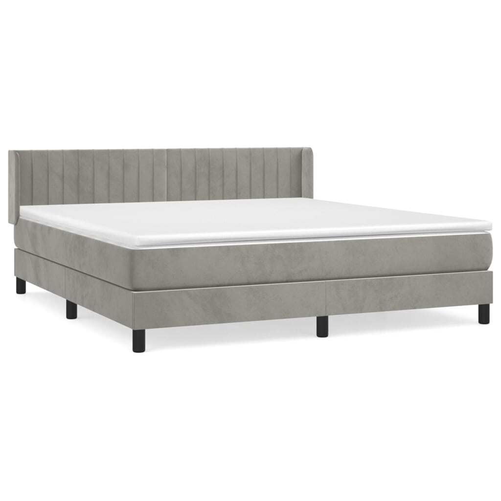 vidaXL Letto a molle con materasso grigio chiaro 180x200 cm Immagine del prodotto 