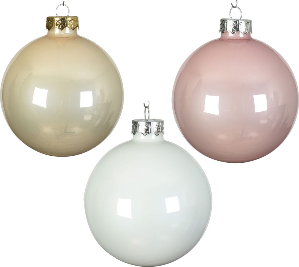 Weihnachtskugeln Glas 6cm x 20 Stück - Puderrosa / Perle / Produktbild 