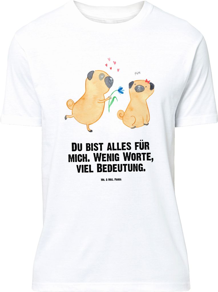 Mr. & Mrs. Panda Größe XL T-Shirt Mops Verliebt - Weiß - Geschenk, Pure Liebe, Hund, Möpse, mit Spruch, Tshirt, Shirt, Sprüche, Knuffig