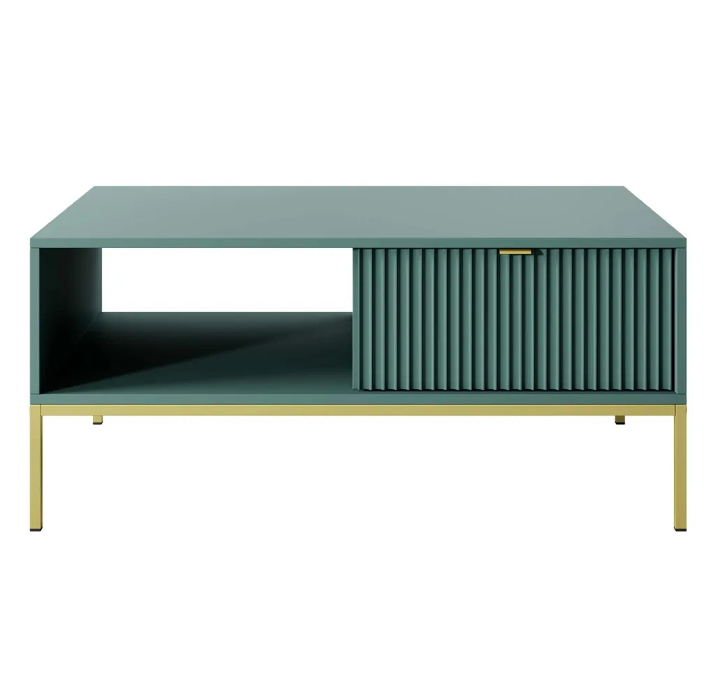 Table basse MISHEEL bleu-vert et or – Design chic pour votre salon chic - 3