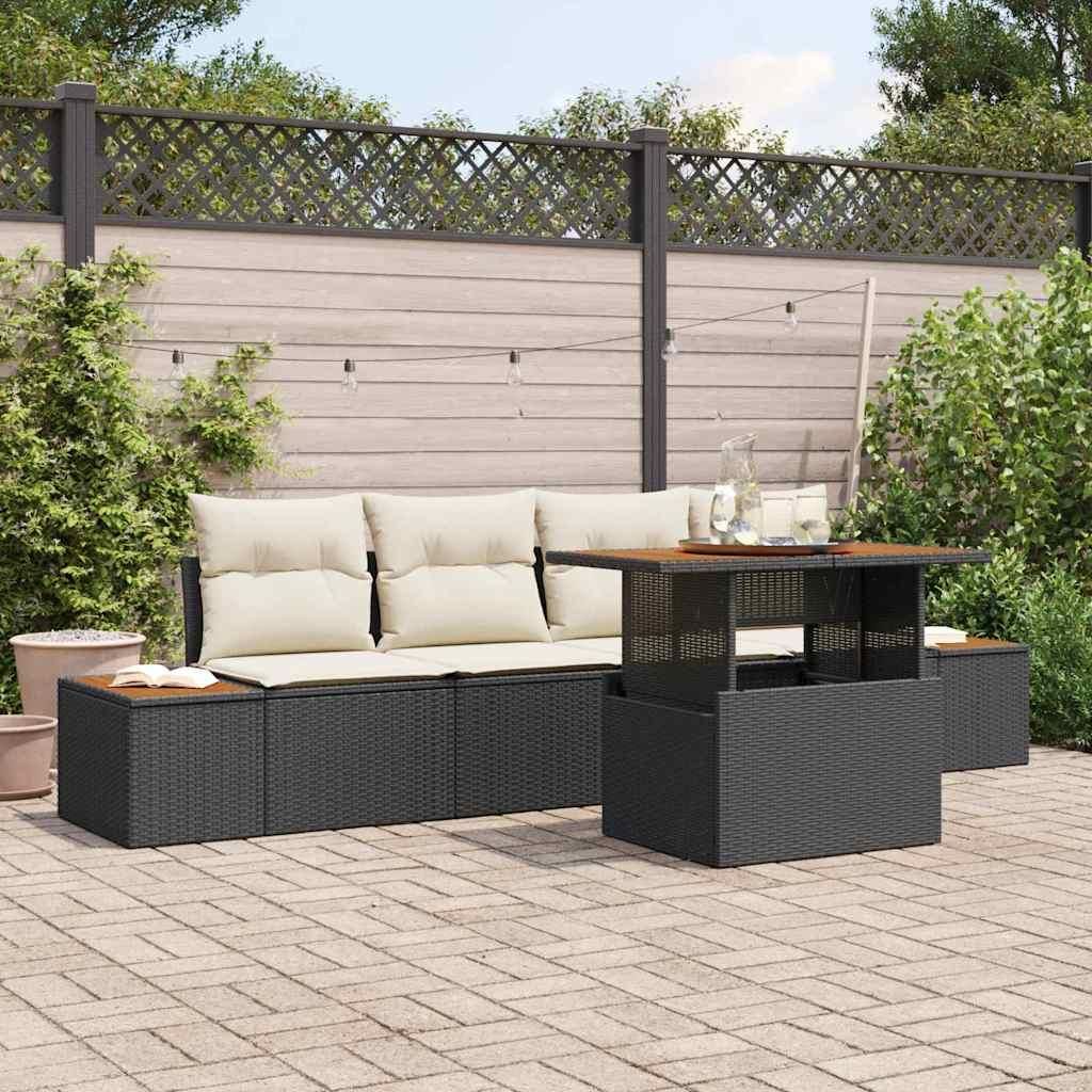 "2026 Promotion" Garten Essgruppe mit Kissen - mit Kissen - 5 pcs - Terrassen-Sofa - Schwarz und Beige - Gartensofas CC19014