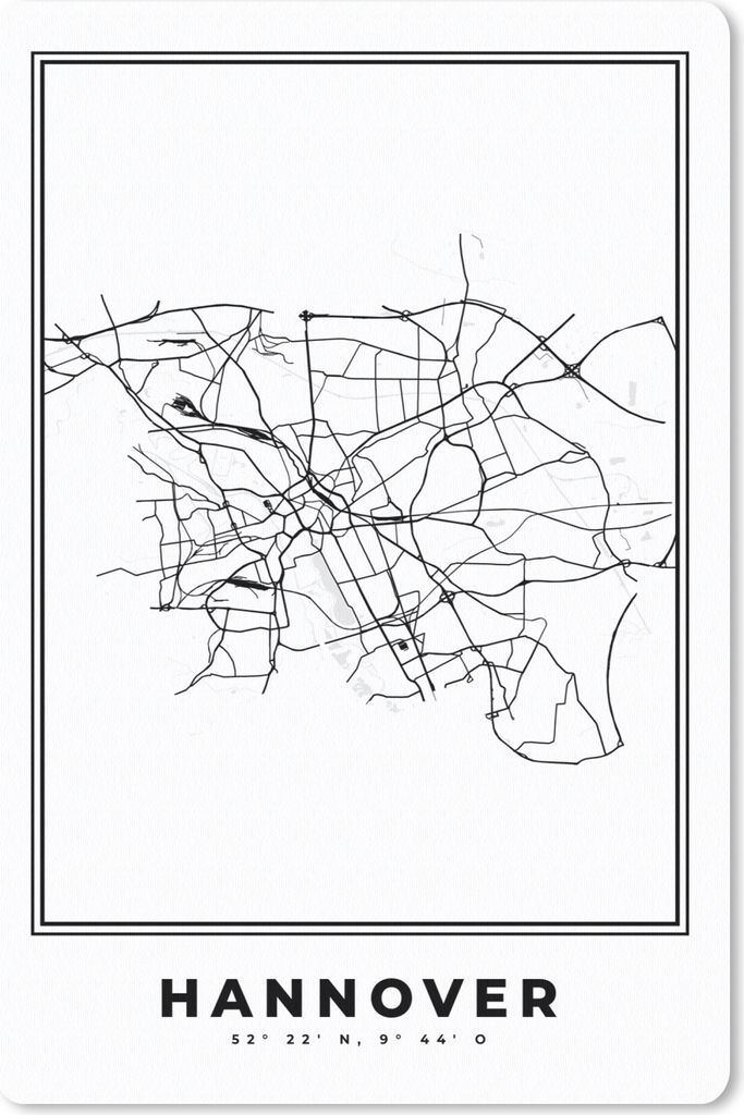 MuchoWow Mauspad Mousepad Stadtplan - Schwarz-weiß - Karte - Hannover - Deutschland - Karte 40x60 cm - Mousepads - Maus Mat - Pad - Mausunterlag...