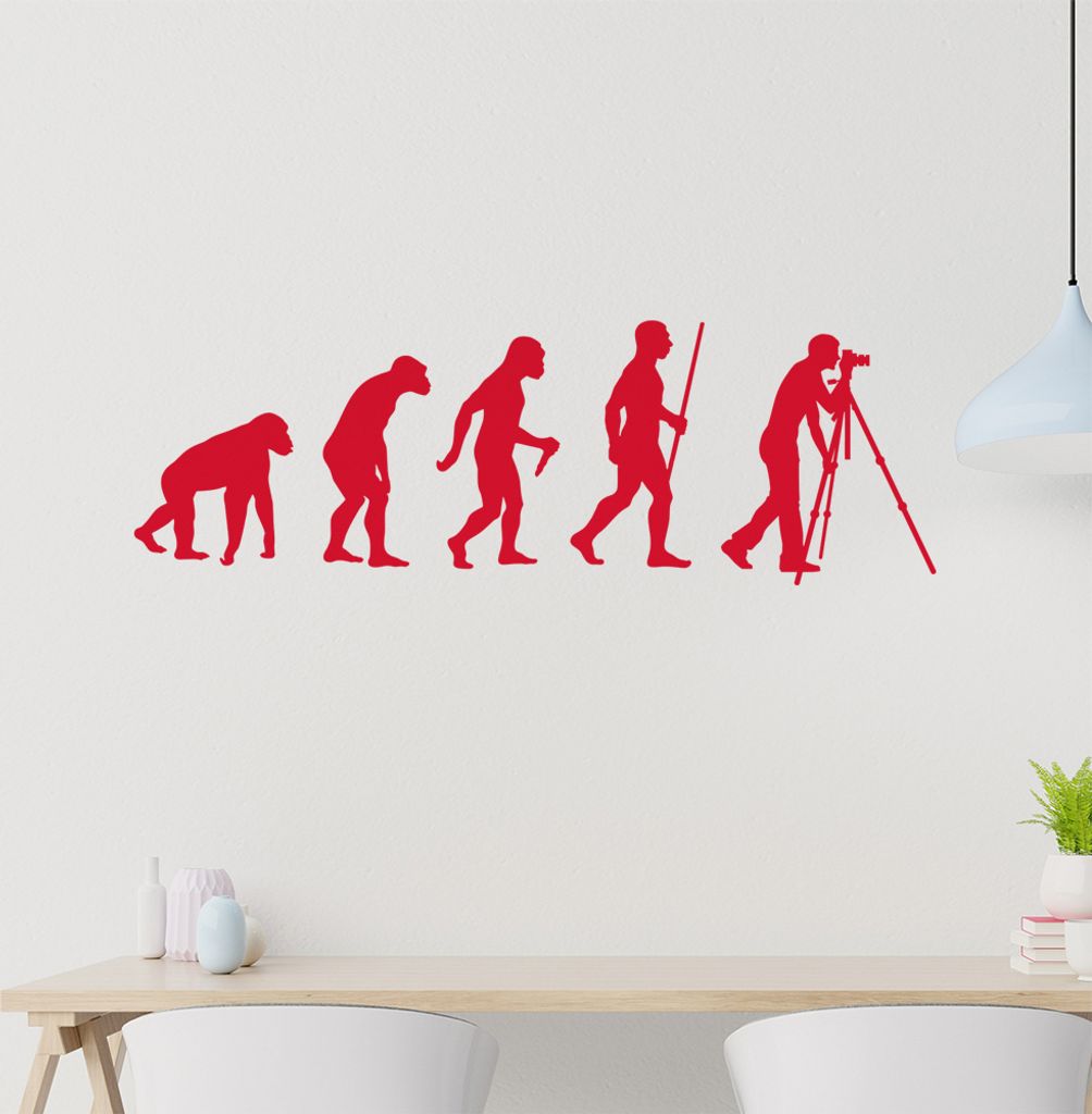 Fotograf Fotografie Evolution Wandtattoo Wandaufkleber Wall Sticker - Dekoration, Küche, Wohnzimmer, Schlafzimmer, Badezimmer