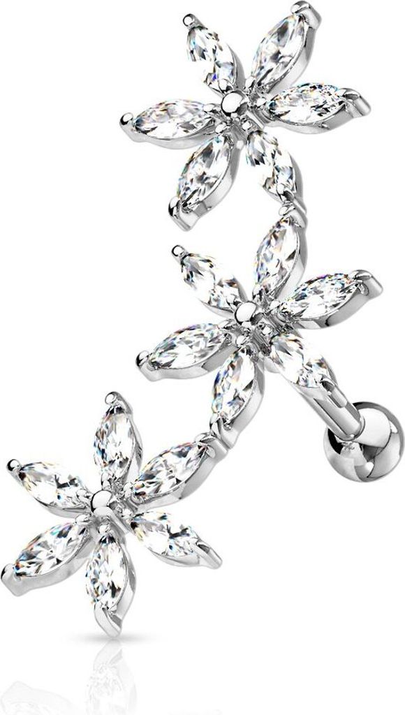 Helix Piercing Barbell Blumen Klar