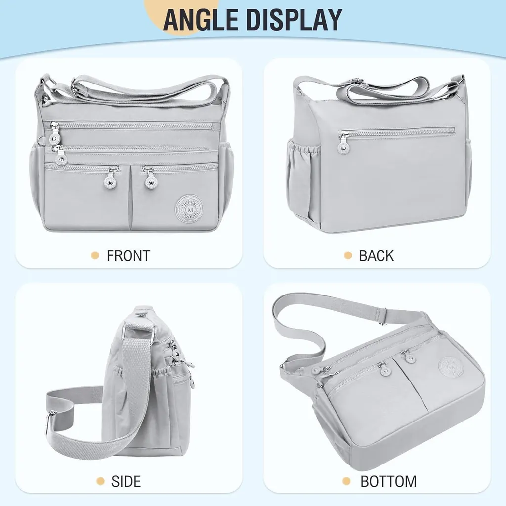 Borsa a Tracolla TEUEN Grande per Viaggi - Nylon Antifurto e Impermeabile - 14