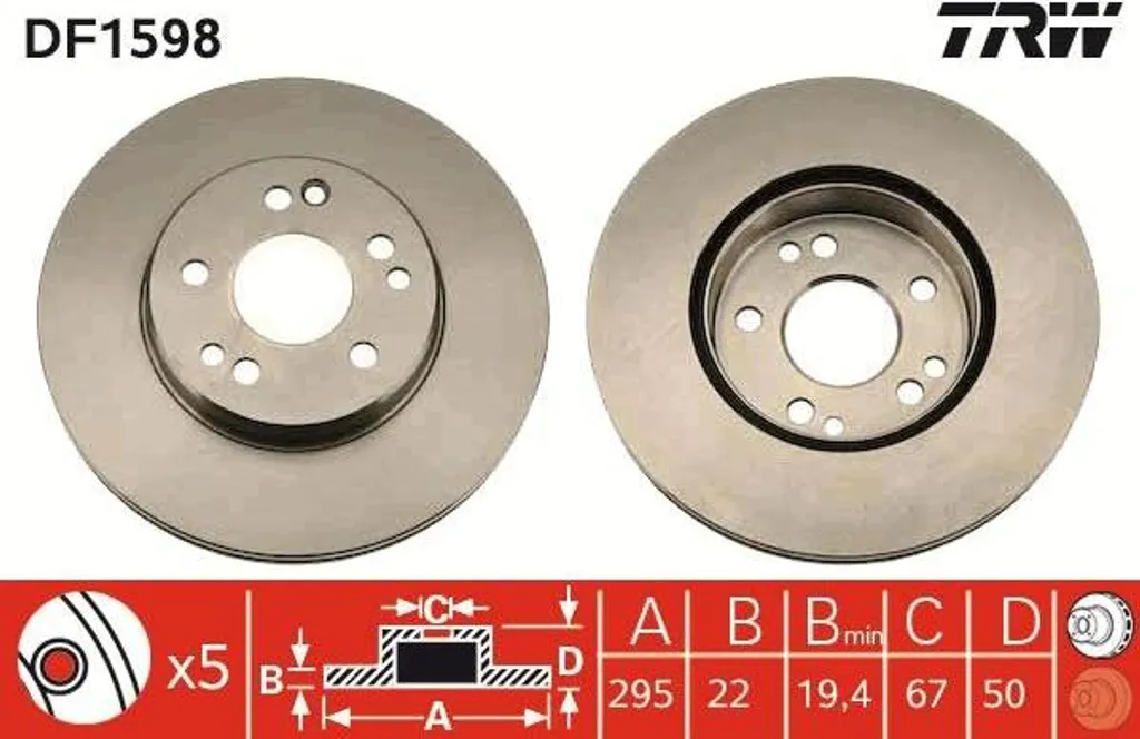 Disque de frein haute performance TRW DF1598 - Mercedes 1244211512