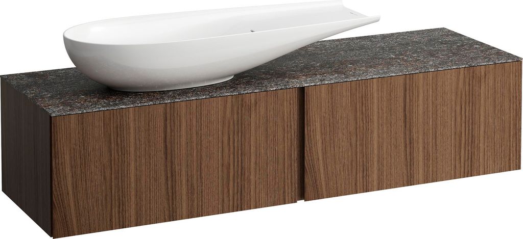 LAUFEN ILBAGNOALESSI Schubladenelement, Steinplatte Marrone Naturale, Ausschnitt links, 160x50x37cm, zu WT-Schale H81897 4, H4323420976301