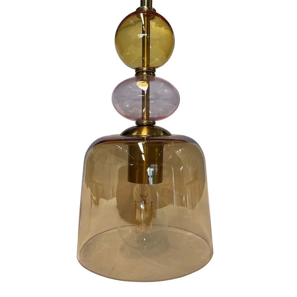 Lustre suspension en verre ambré design rétro chic Tropea 15W E27 - 10