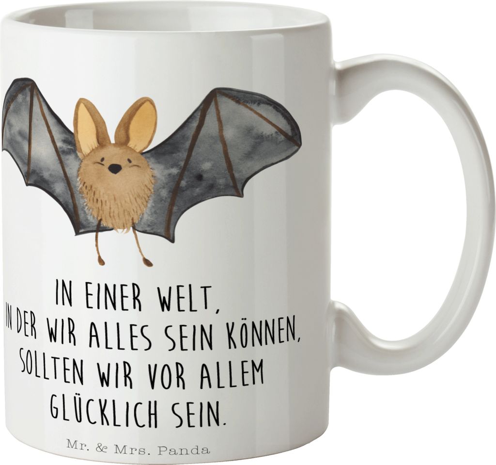 Mr. & Mrs. Panda Becher Fledermaus Flügel - Weiß - Geschenk, Keramiktasse, Lustige Sprüche, Kaffeetasse, Kaffeebecher, Teebecher, Tasse, Pott
