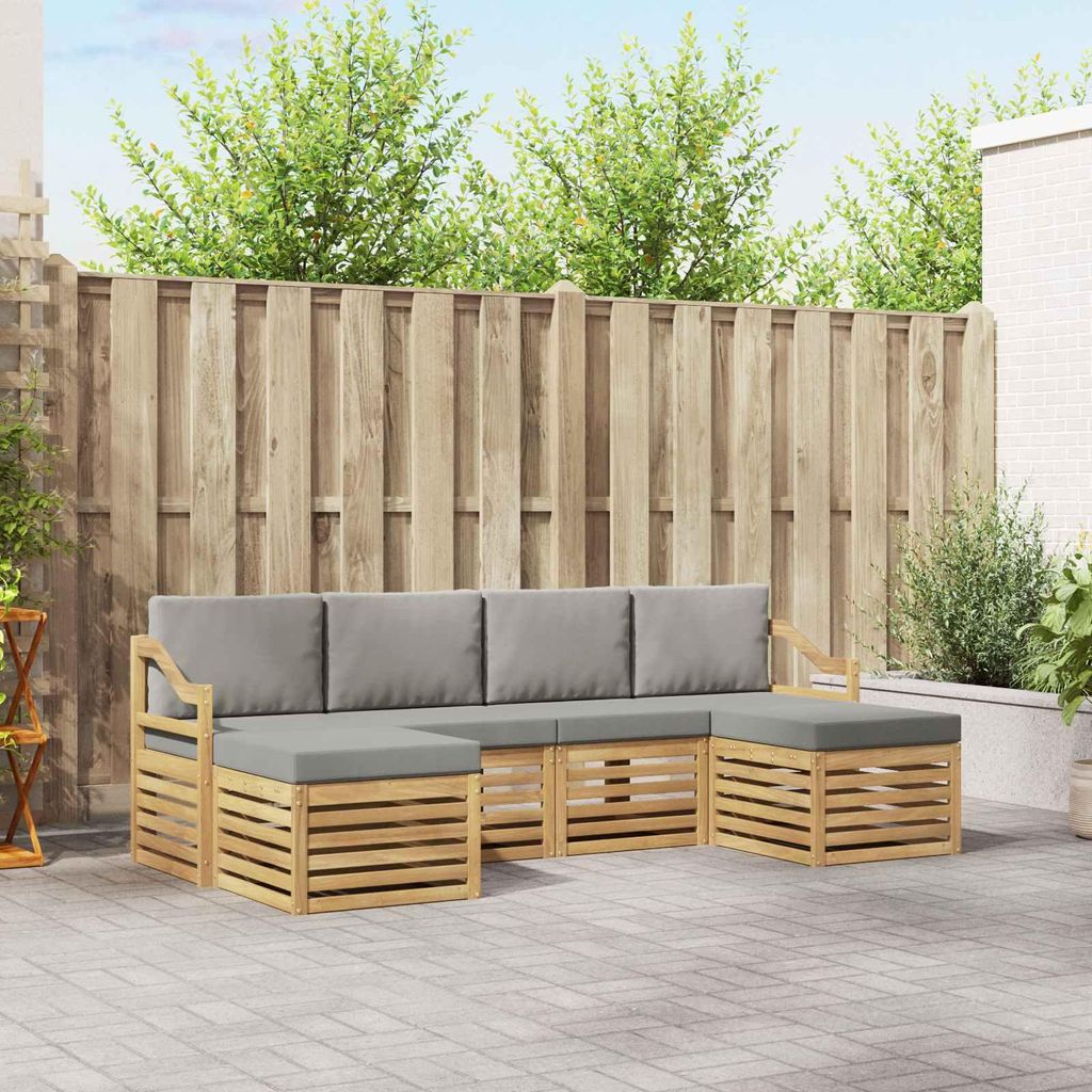 Möbel Sofagarnituren 6 pcs Weiß und Hellgrau 245 x 122,5 x 73 cmGartensofas - Gartensofas c4469