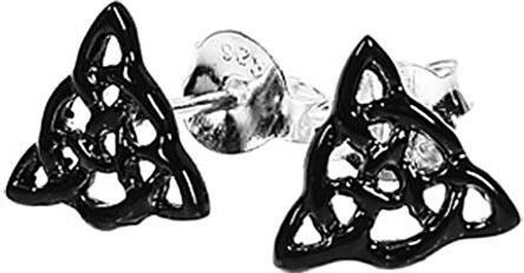 Paar 925 Sterling Silber Keltische Gothic Knoten Danu Schwarze Ohrstecker 7154