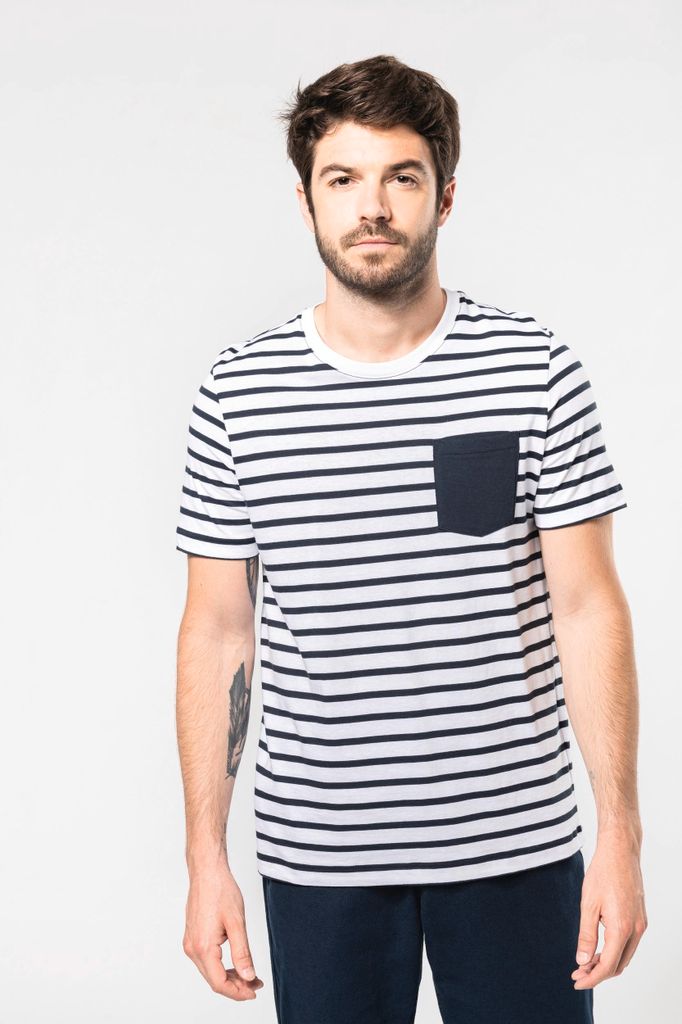 Kariban Gestreiftes Kurzarm-T-Shirt im Marine-Stil mit Produktbild 