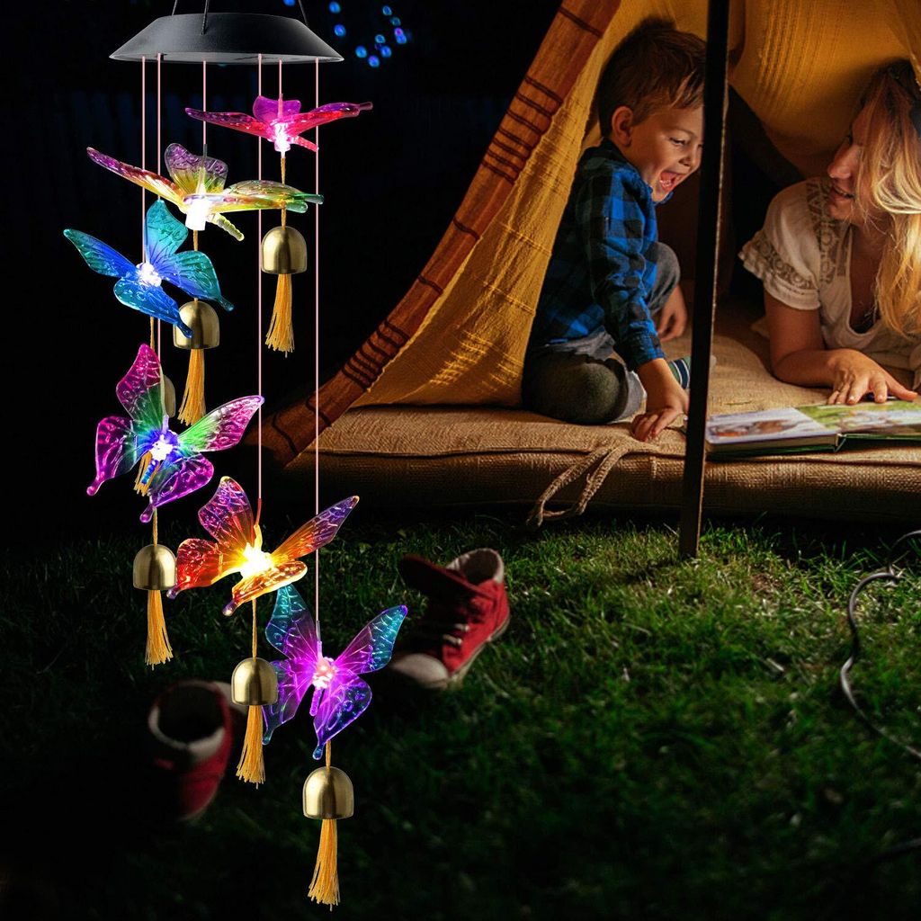 Solar Windspiel Lichter LED Bunte Schmetterling Lichter Farbwechsel Solar LED Lichter Garten Windspiel