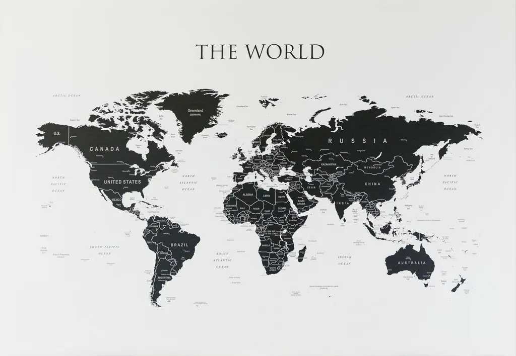 Grande carte politique du monde sur toile - Finissez-en avec les murs vides