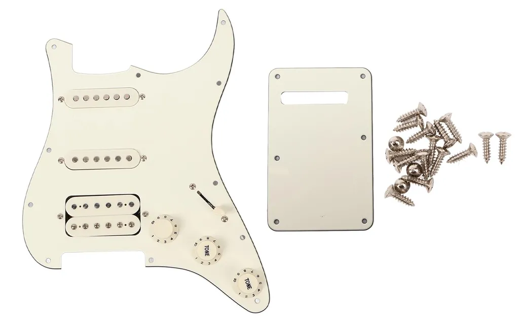 Plateau de manche blanc pour guitare électrique équipé SSH19 complet