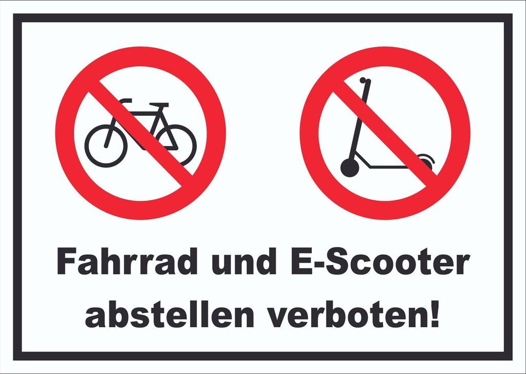 Schild Fahrrad und E-Scooter abstellen verboten A3 Rückseite selbstklebend