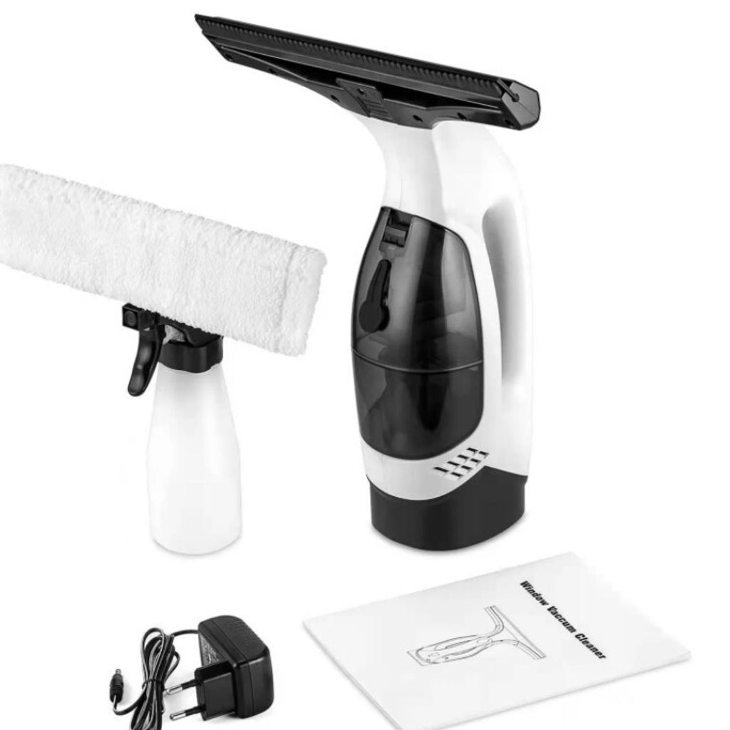 Akku Fenstersauger,Fensterwischer mit 2x wechselbare Absaugdüsen,2200 mAh Batterie, 1,8-2,0 KPA, IPX4 wasserdicht,150 ml Wassertank