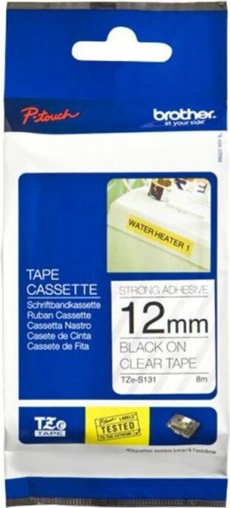 Schriftbandkassette Brother 12mm farblos/schwarz   TZES131 Produktbild 