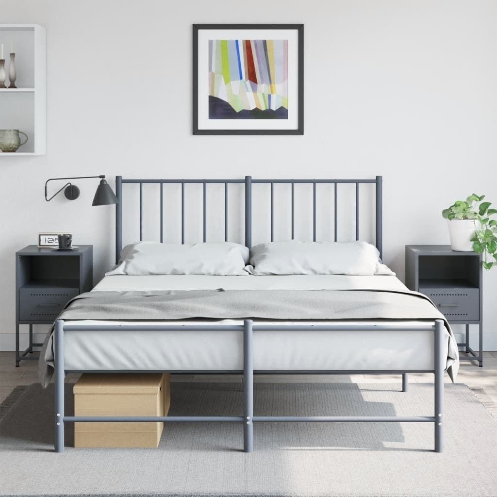vidaXL Nachttische 2 Stk. Anthrazit 36x39x60,5 cm Stahl Produktbild 