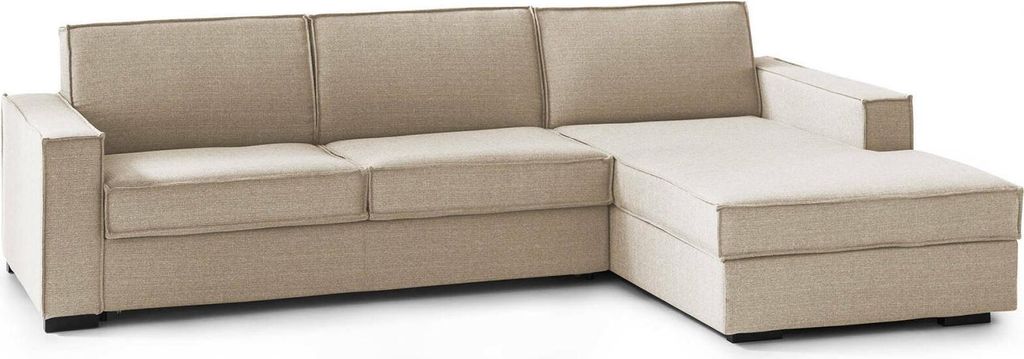 Festes Sofa Nami, Ecksofa, 100% Italy, Sofa Wohnzimmer mit, Rechte Containerhalbinsel, mit Standard-Armlehnen, Cm 280x95h90, Beige