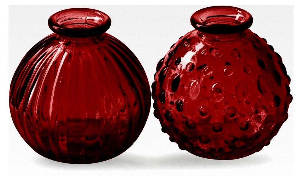 Glasvase Jive, Vase rot, H: 8,5 cm (2er Set) - kleine Vasen, Blumenvase, Tischdekoration, Deko Hochzeit