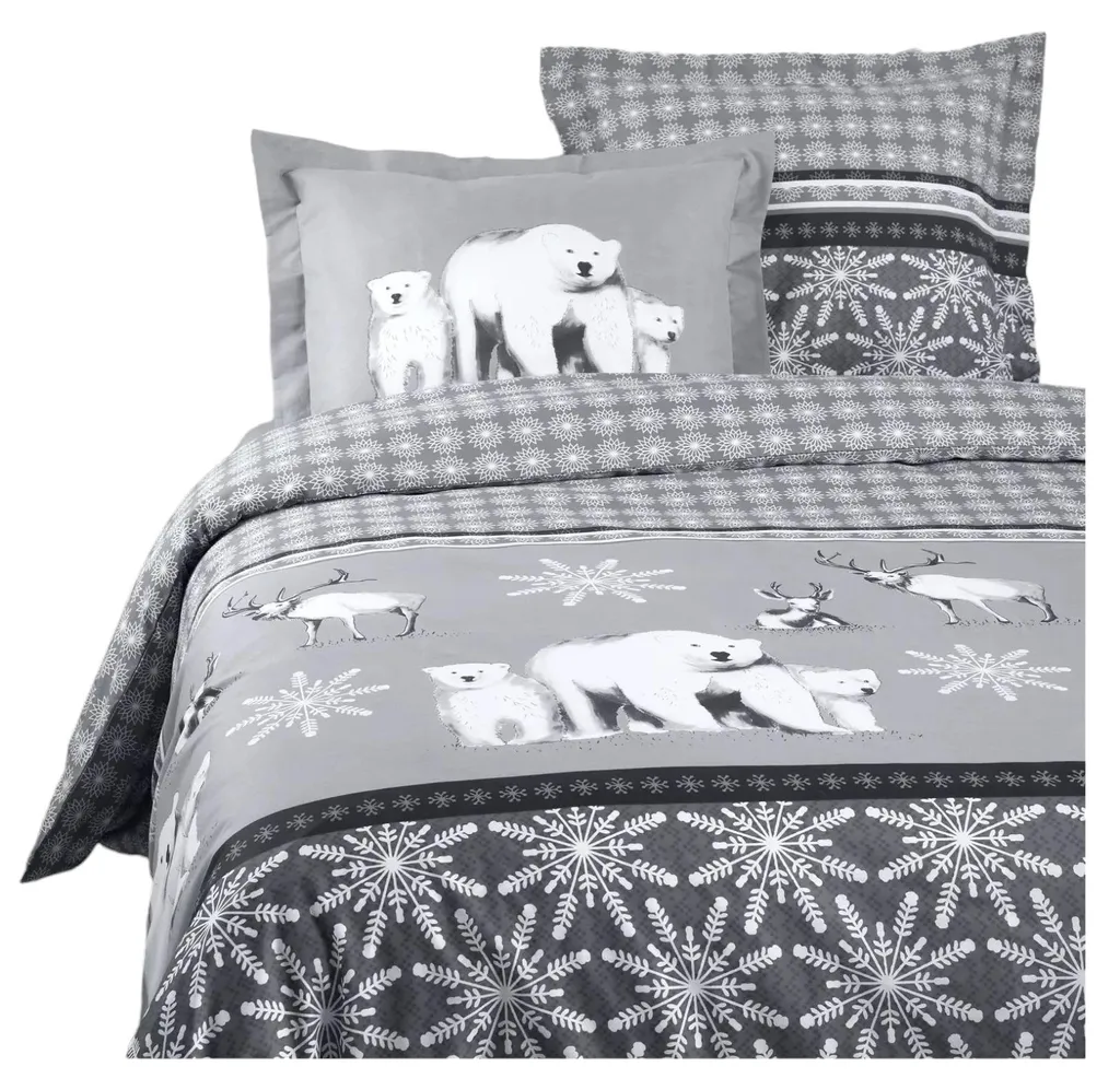 Parure de lit Aigueblanche 240x220 cm en percale de coton 120 fils durable