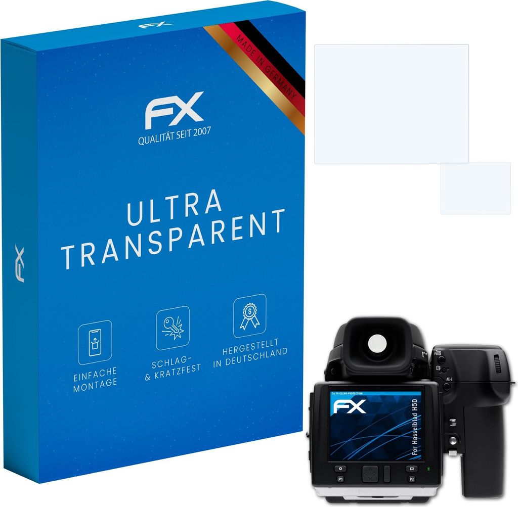 atFoliX FX-Clear 3x Schutzfolie kompatibel mit Hasselblad H5D Displayschutzfolie