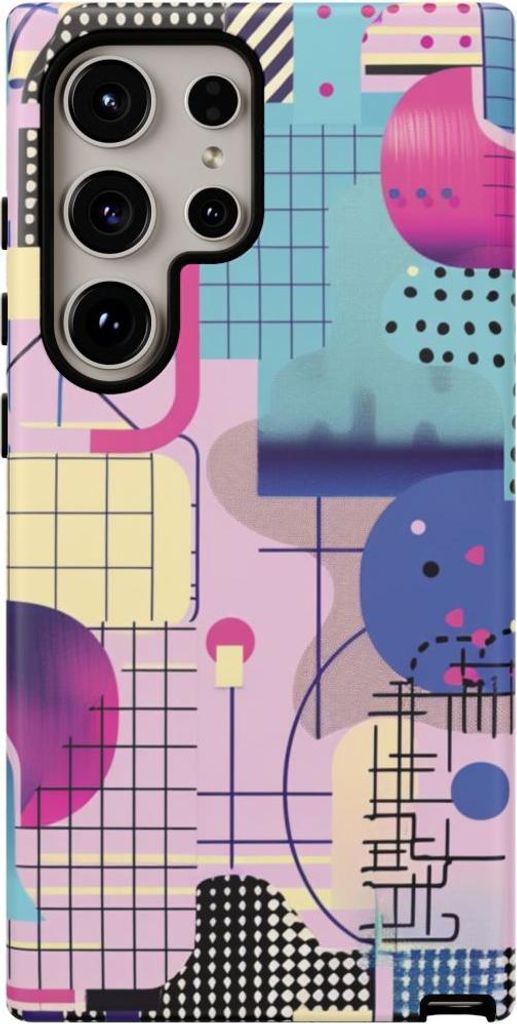 Buntes abstraktes Geometrie-Muster – Hülle Kompatibel mit Samsung Galaxy S24 Ultra