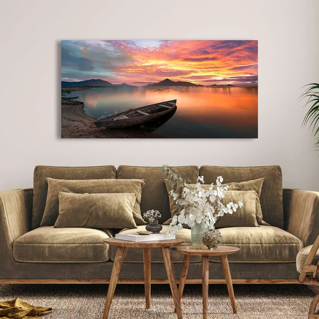 Décoration Murale Paysage Écossais Coucher de Soleil Panoramique