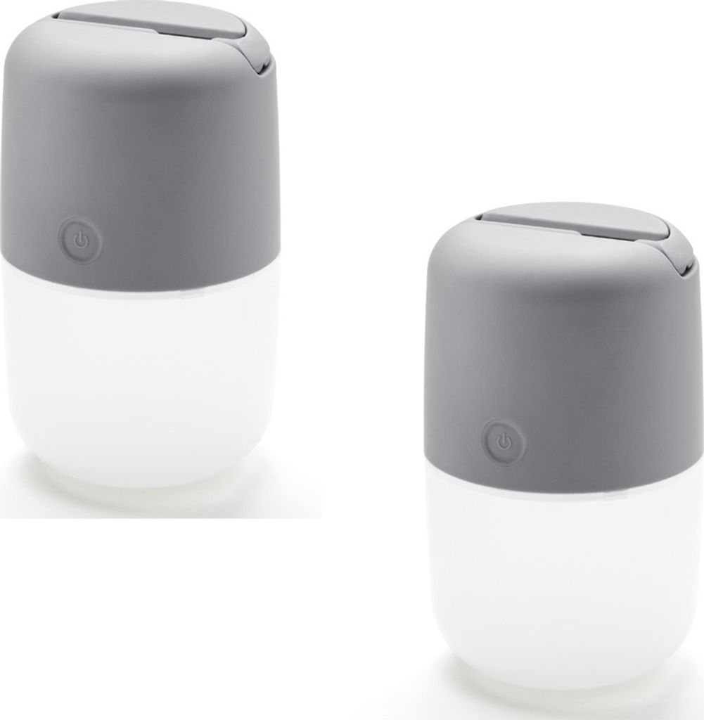 2 Solar LED Leuchte 3-Stufen Dimmer & USB-Kabel, IP44, Grau, Gartenbeleuchtung