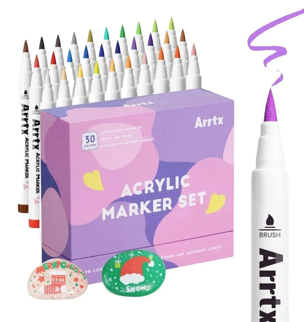 Feutres acryliques opaques : ne bavent pas, séchage rapide 30 couleurs