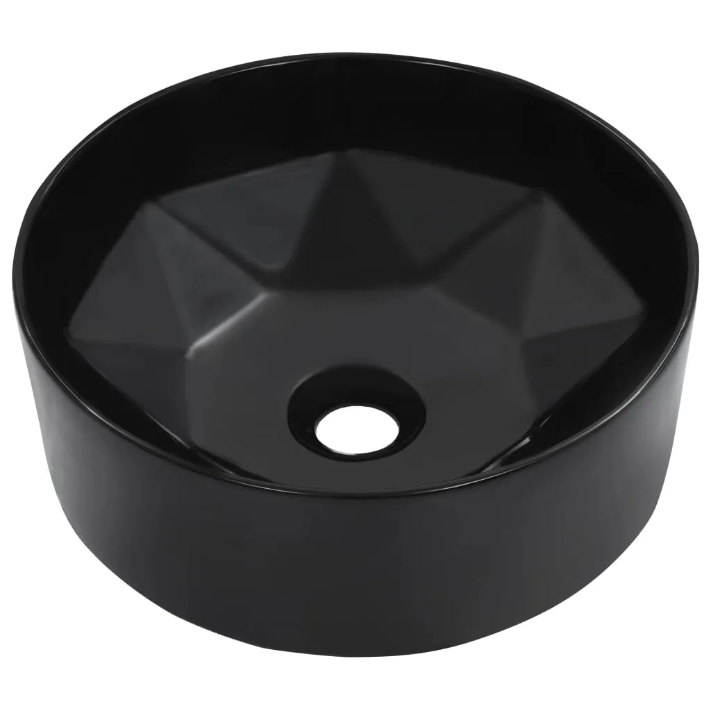 Lavabo céramique noire vidaXL 36 cm - Finition mate et forme circulaire