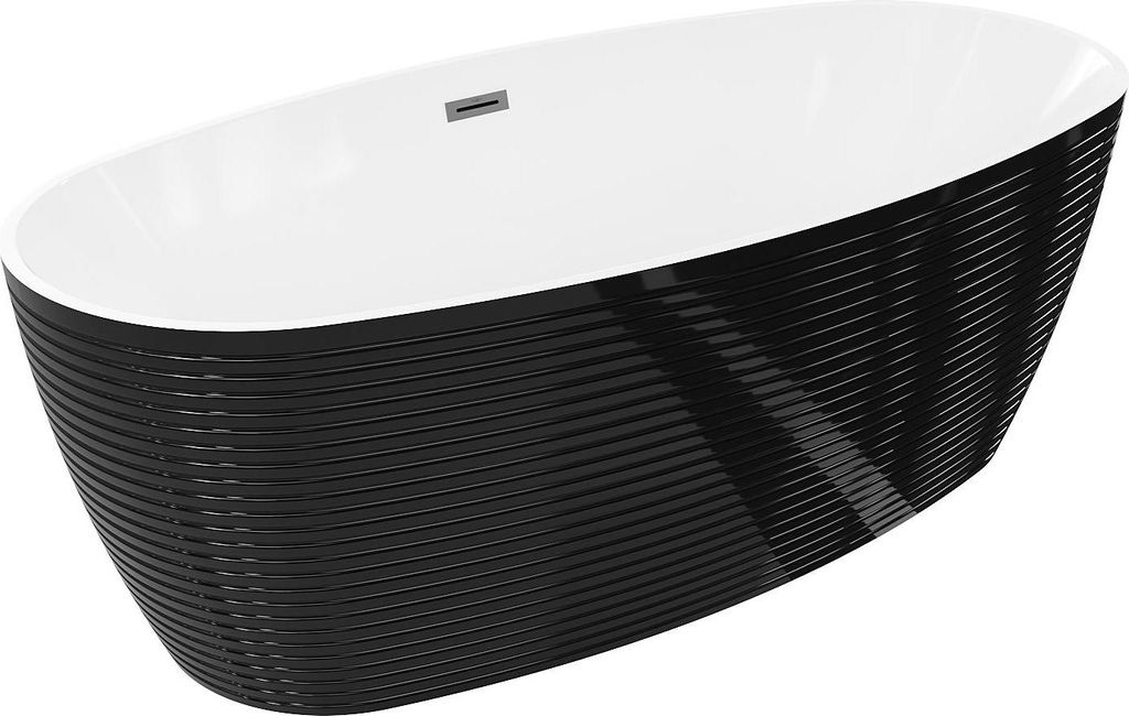 Mexen Lira freistehende Badewanne Muster 170 x 80 cm, weiß/schwarz, Überlauf gun metal - 52831708075-95