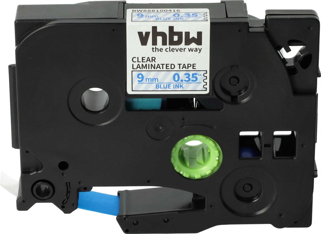 vhbw Schriftband-Kassette kompatibel mit Brother PT 350P, 340C, 310CC, 350, 340, 320, 330 Etiketten-Drucker 8m x 9mm Blau auf Transparent, Laminiert